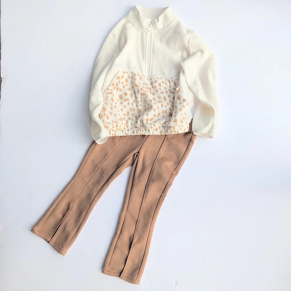 Girls Fleece Pull-Over and Faux Suede Pants Bundle